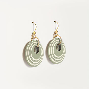 Green And Cream Stripey Circular Earrings, 4 of 6