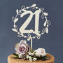 Personalised Floral Number Birthday Wooden Cake Topper, thumbnail 1 of 4