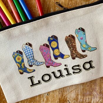 Personalised Cowgirl Boots Pencil Case, 2 of 3