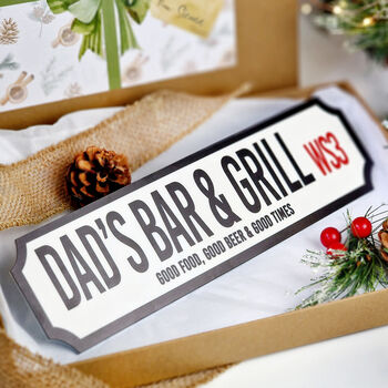 Xmas Gift Box W/ Personalised Bar And Grill Street Sign, 2 of 5