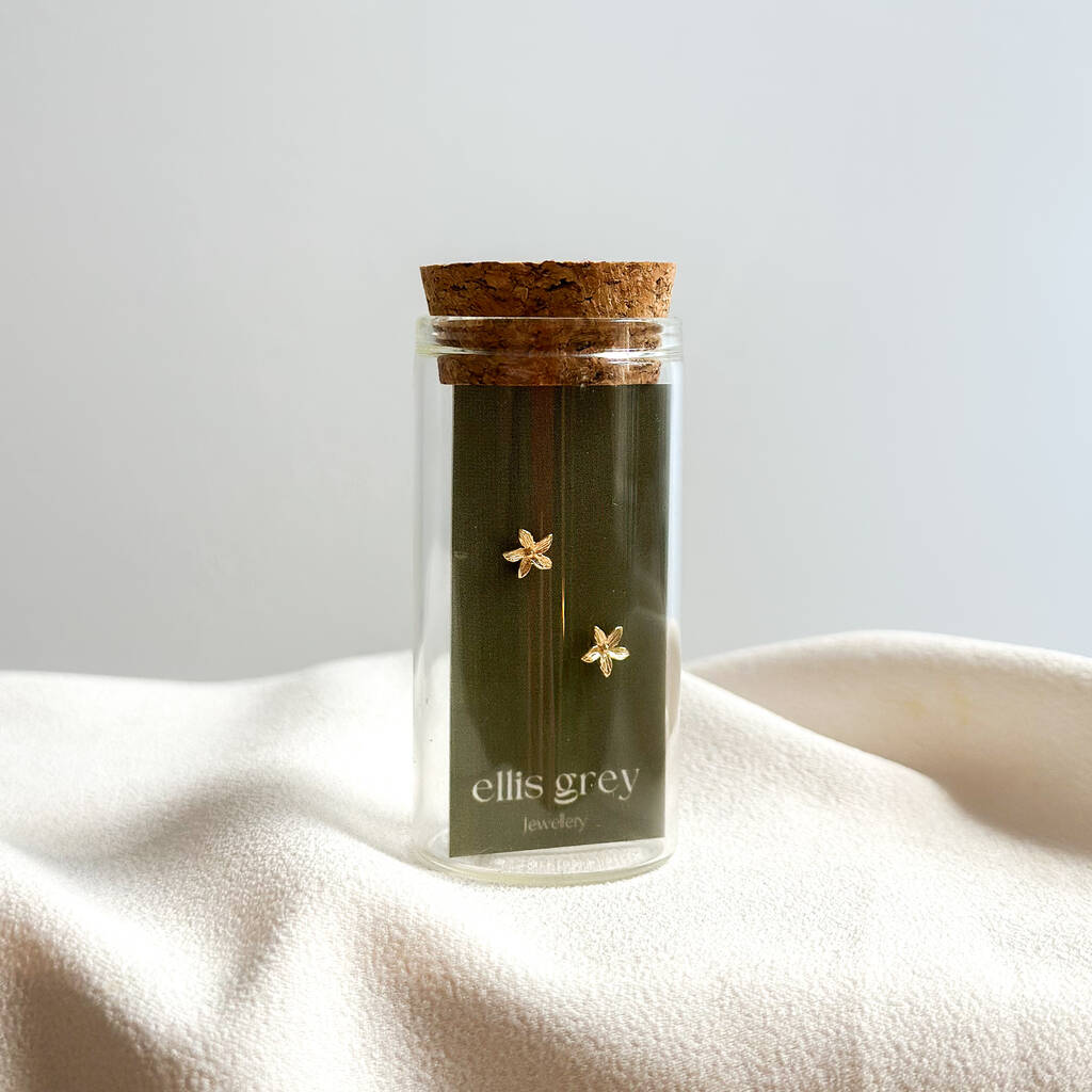 Glass Vial Flower Stud Earrings, 1 of 2
