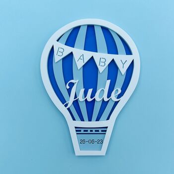 Personalised Hot Air Balloon New Baby Gift Wall Plaque, 11 of 12