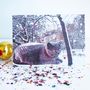 British Blue Shorthair Cat Snow Christmas Card, thumbnail 1 of 5
