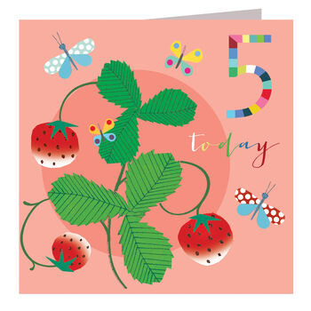 Strawberries 5th Birthday Card, 3 of 4