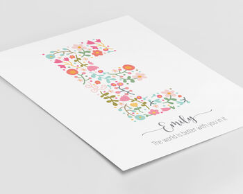 Floral Fun Personalised Initial Print, 5 of 7