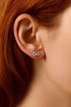 Sterling Silver Triple Flower Stud Earrings, 5 of 9