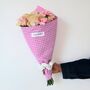 Fresh Pink Roses In Gingham Wrap, thumbnail 3 of 3