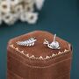 Sterling Silver Mismatched Snail And Fern Leaf Stud Earrings, thumbnail 1 of 10