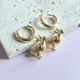 Gold Plated Pigeon Huggie Hoop Earrings Handmade, thumbnail 3 of 4