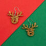 Reindeer Christmas Earrings, thumbnail 2 of 5