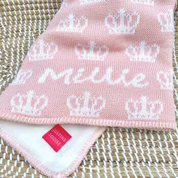 Personalised Knitted Crown Baby Blanket, 2 of 7