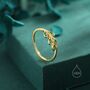 Sterling Silver Green Cz Leaf Ring, thumbnail 5 of 12