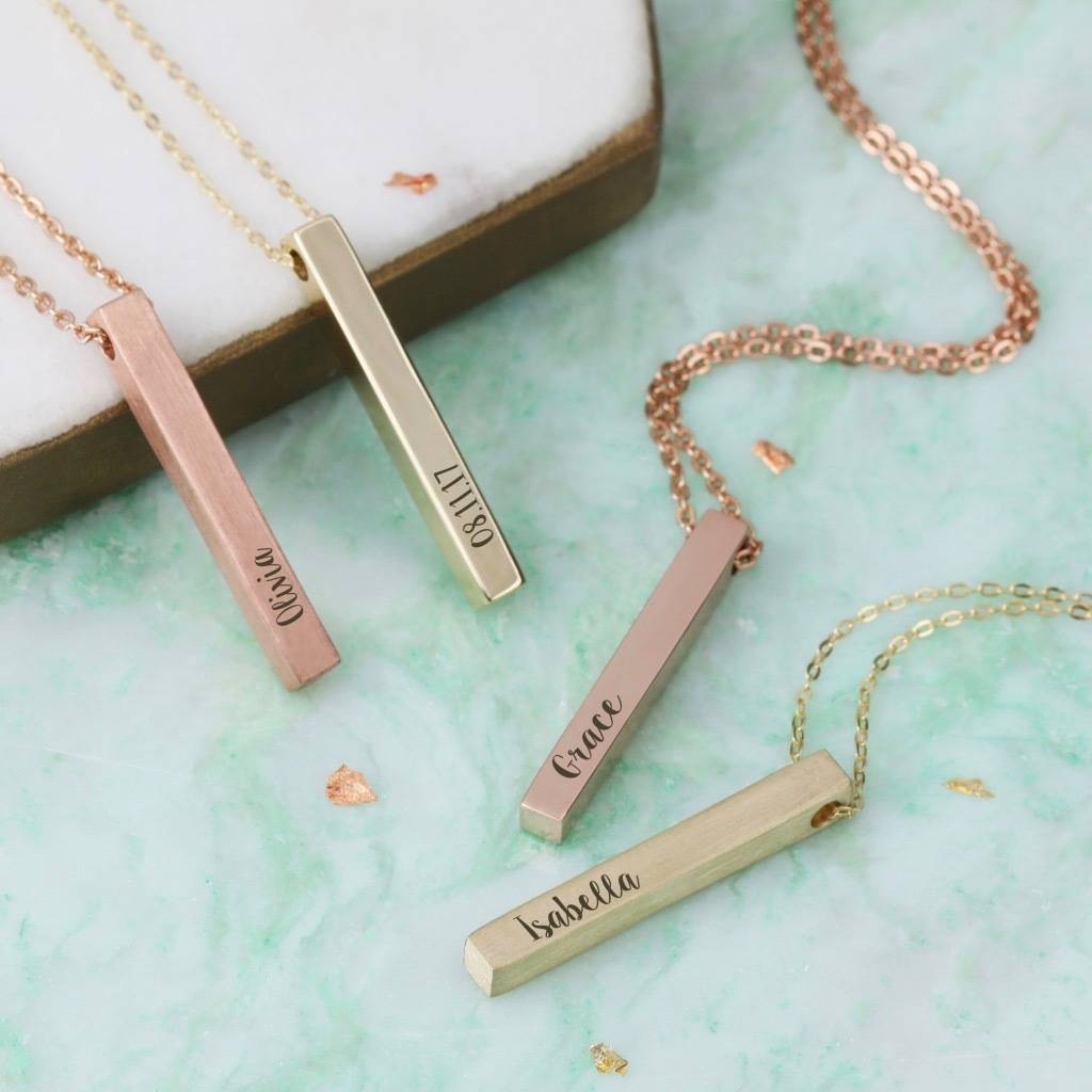 personalised solid 9k gold bar necklace by lisa angel ...