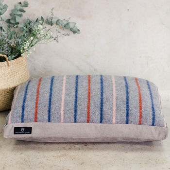Striped Recycled Wool Dog Bed With Faux Suede Base, 2 of 9