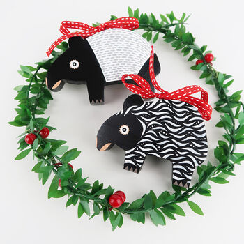 Malayan Tapir Christmas Tree Decorations, 4 of 8