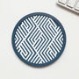 Four X Geometric Blue Rubber Coasters New Home Gift, thumbnail 3 of 3