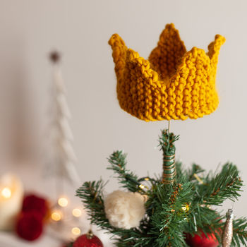 Chunky Knit Crown Christmas Tree Topper, 2 of 4