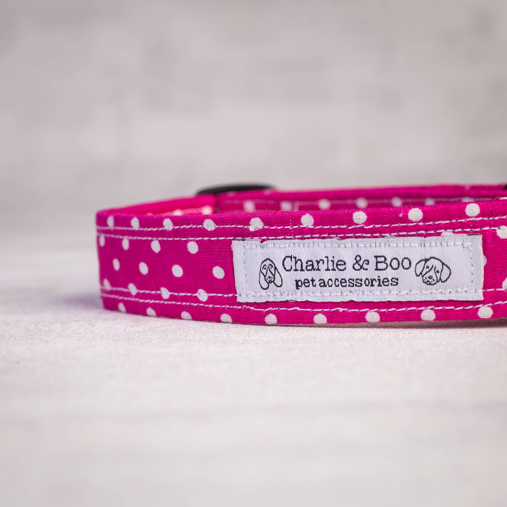 pink dog collar and lead/leash set by charlie and boo