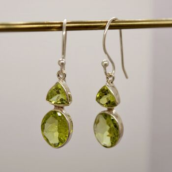 Peridot Sterling Silver August Birthstone Earrings, 10 of 11