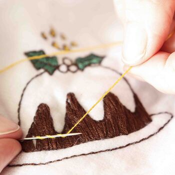 Christmas Linen Napkin Set Embroidery Stitch Craft Kit, 5 of 8