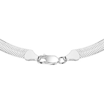 Sterling Silver Wide Triple Herringbone Chain Necklace, 4 of 10