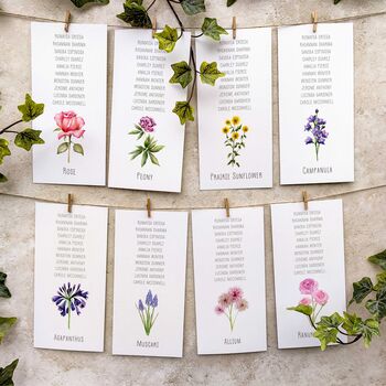 Floral Hanging Table Plan Cards, 5 of 8