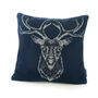 Stag Navy Faux Cashmere Cushion, thumbnail 2 of 3