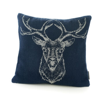Stag Navy Faux Cashmere Cushion, 2 of 3
