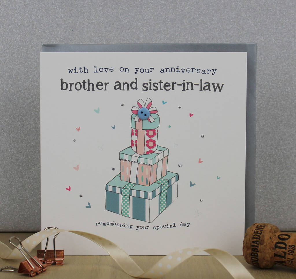  brother  and sister  in law  wedding  anniversary  card  by 