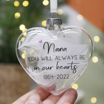 Feather Always In Our Hearts Glass Bauble, 6 of 7