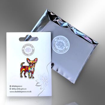 Geometric Rainbow Chihuahua Dog Enamel Pin, 6 of 9