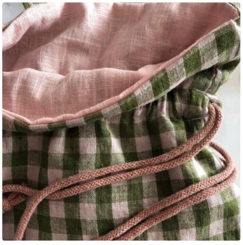 Green Checked Linen Market Bag, 3 of 5