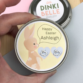 Personalised Easter Bunny Earrings In Gift Tin, 3 of 6