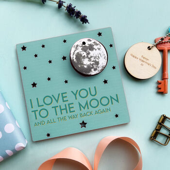 Loved To The Moon Valentine's Card And Keyring Gift, 5 of 10