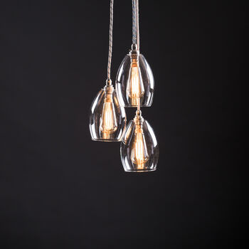 Three Way Clear Glass Small Cluster Pendant Light, 6 of 7