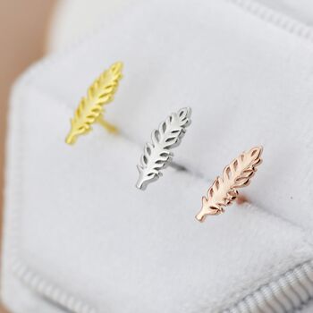 Sterling Silver Tiny Feather Stud Earrings, 5 of 12