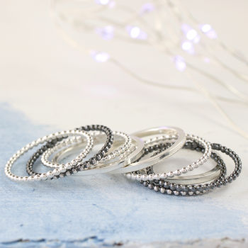 Thin Rings. Sterling Silver Stackable Ring Set, 4 of 10