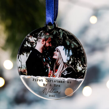 First Christmas Married As Mr And Mrs Photo Bauble, 4 of 10