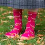Women's Bamboo Socks Pink, Highland Cow, thumbnail 1 of 5