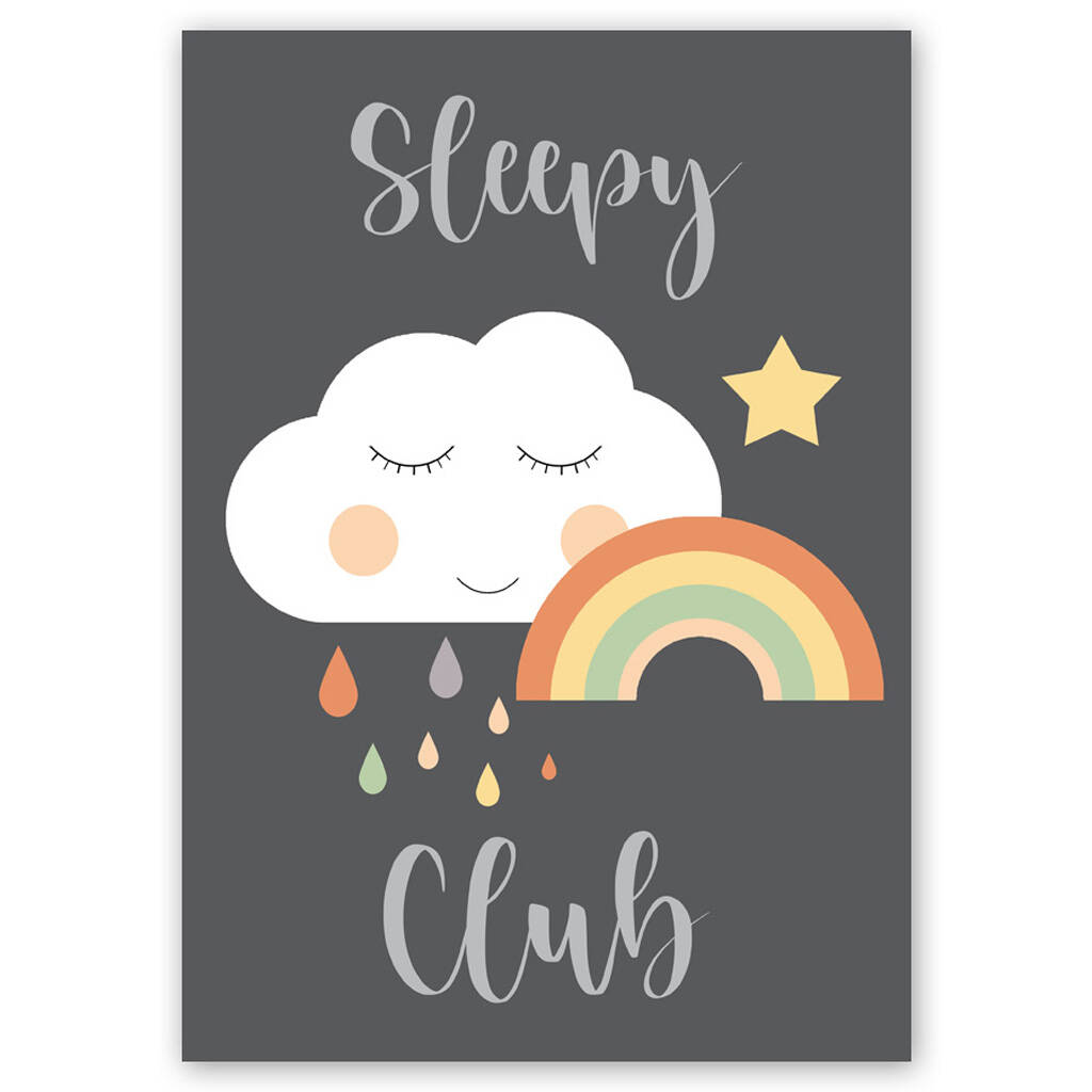 Sleepy Cloud Nursery Print By Happy Paper