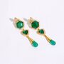 Green Gemstone Onyx Earrings Semi Precious Cz, thumbnail 2 of 4