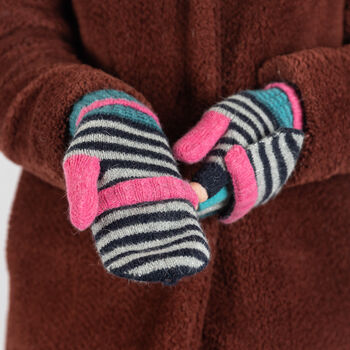 Colourful Stripe Knit Mitten Gloves, 2 of 6
