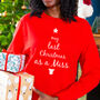Last Christmas As Miss Engagement Christmas Jumper Sweatshirt, thumbnail 1 of 6