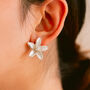 Matt Finish Flower Shaped Stud Earrings, thumbnail 2 of 3