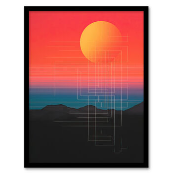 Sunset Modern Digital Abstract Orange Wall Art Print, 5 of 6