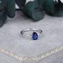 Created Blue Sapphire Droplet Ring In Sterling Silver, thumbnail 6 of 8