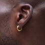 Gold Plated Micro Huggie Hammered Hoop Earring For Men, thumbnail 1 of 12