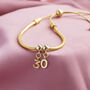 Personalised Gold Plated Birthday Charm Slider Bracelet, thumbnail 3 of 5