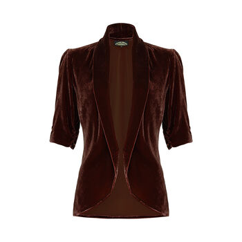 Softly Tailored Jacket In Our Chocolate Silk Velvet, 2 of 4