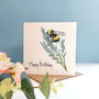 Personalised Bumble Bee On Lavender Birthday Card, thumbnail 1 of 5